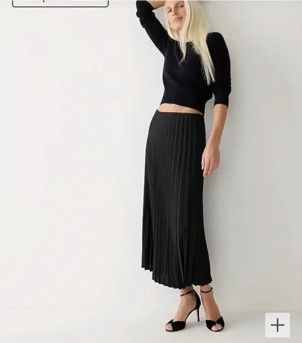 J. Crew Gwyneth Pleated Slip Skirt Black BN757 Size S
